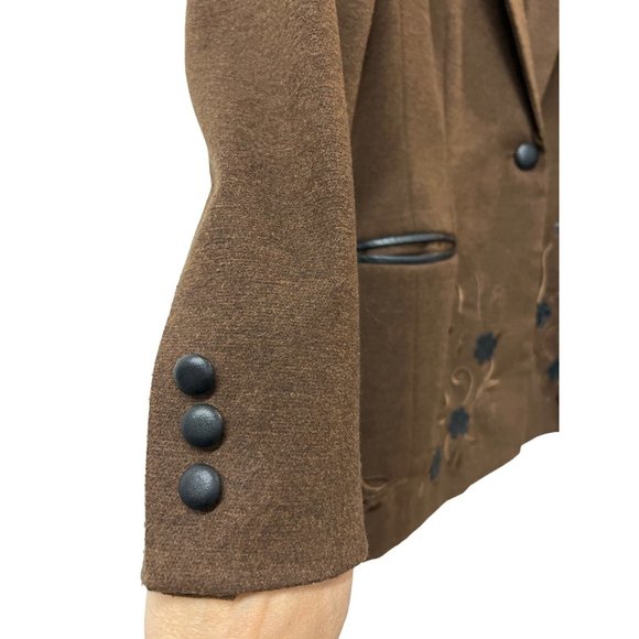 Coldwater Creek Brown Blazer Floral Embroidery Black Jacket - Picture 3 of 7